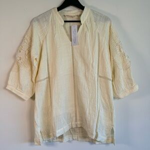 Soft Surroundings Magnolia Gauze Lace Trim Tunic Top size Small NWT